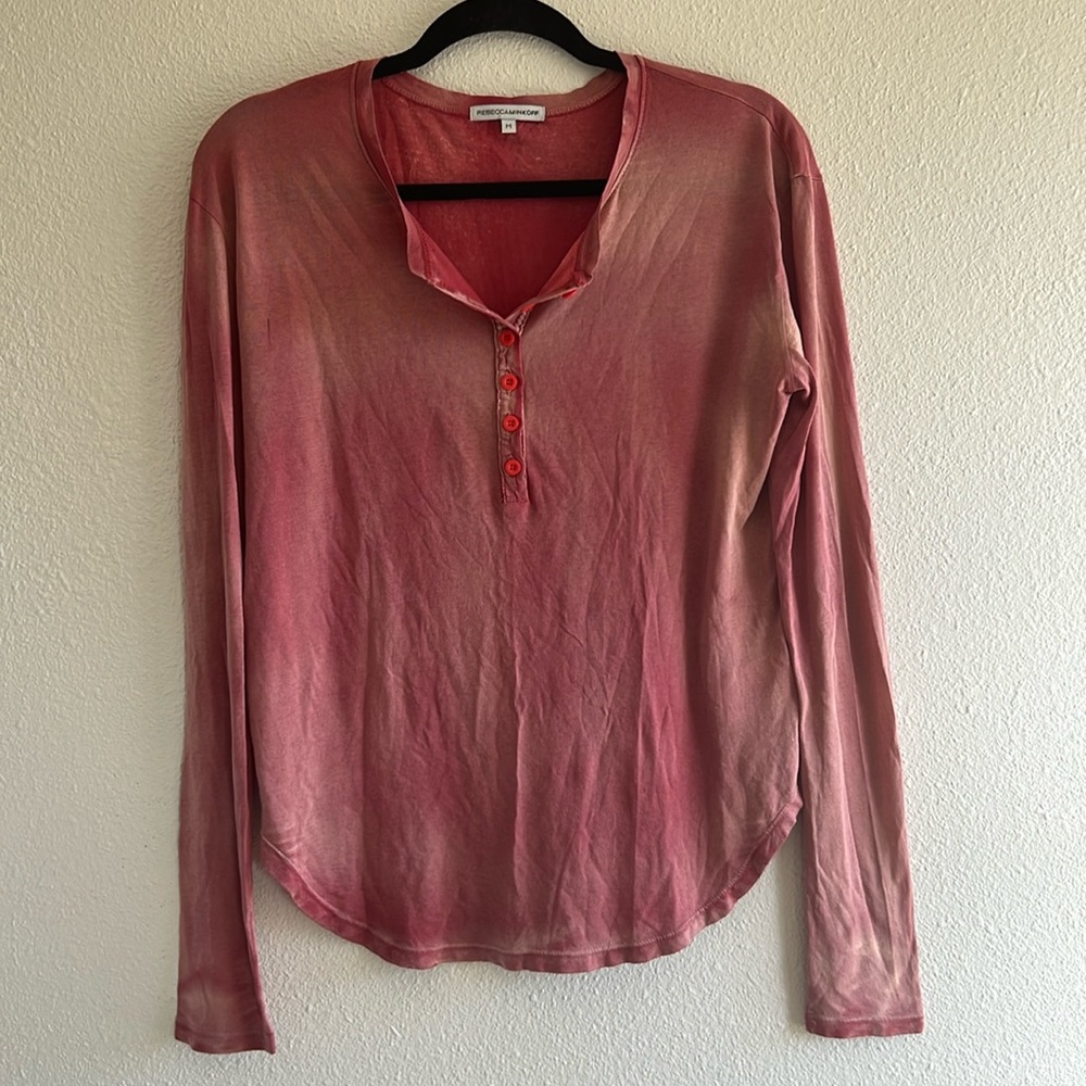 Rebecca Minkoff Chelsea Long sleeve Henley in rustic red, size Medium